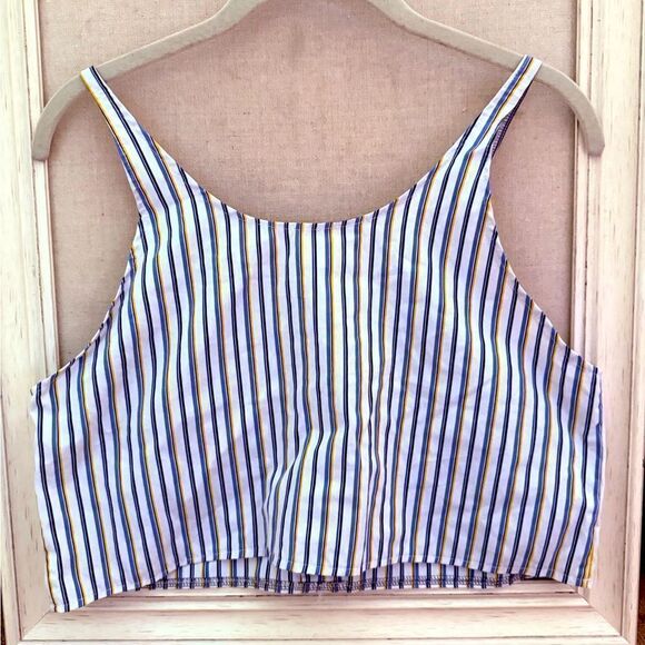 Polo by Rsalph Lauren striped button down cropped tank NWOT M/L - Picture 2 of 9